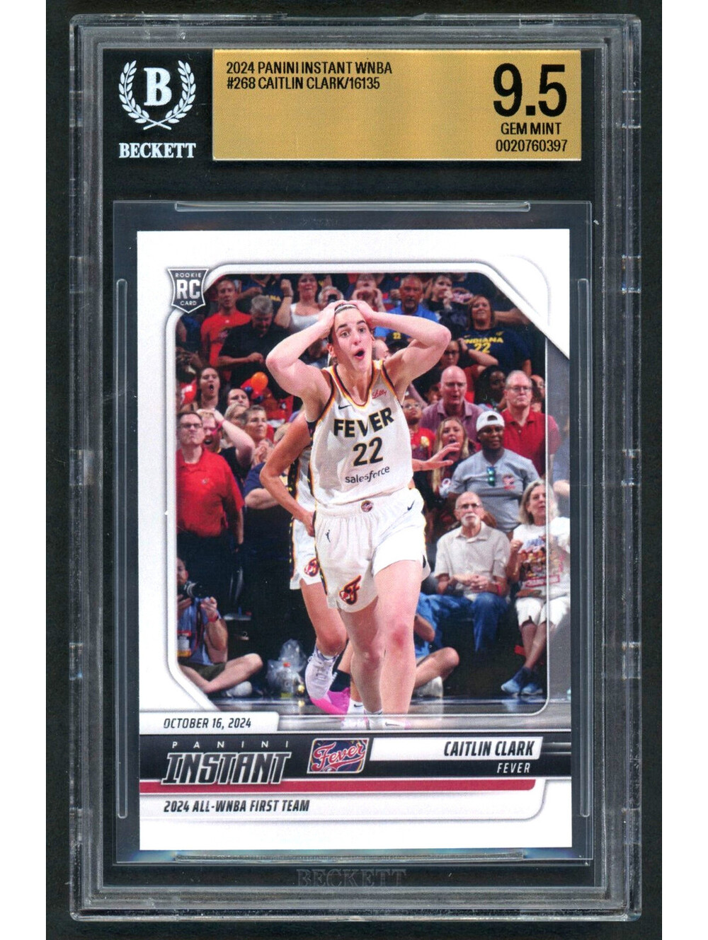 2024 Panini Instant WNBA #268 Caitlin Clark Fever Rookie (RC) BGS 9.5 Gem Mint